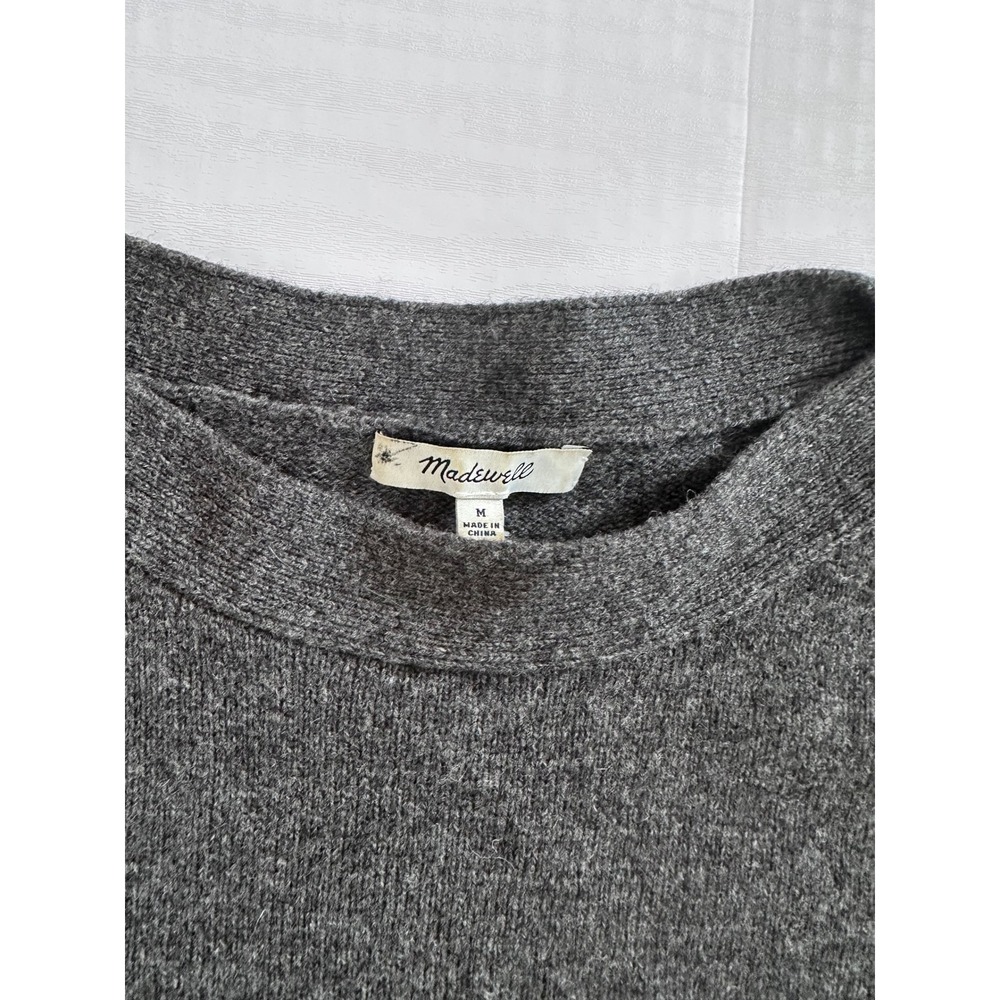 Madewell Sweater Dress Women Medium 100% Merino Wool Button Shoulder Winter Cozy - Picture 6 of 7